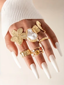 1 Set Adjustable Multi-Joint Rings, Butterfly, Heart, Diamond Rings Gift Set For Teenage Girls - one-size - View 10