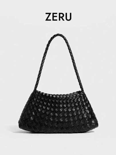 女士手工编织腋下包，2025新款百搭休闲复古蔬菜篮手提包、托特包和单肩包