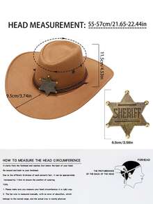 1pc Unisex Detachable Badge Western Cowboy Hat, Wide Brim Panama Hat, Suitable For Western Themed Events, Parties, Engagements, Cosplay, Graduations, Masquerades, Festivals, Weddings, Birthdays, Music Festivals, Everyday Wear - Top Hat - View 2