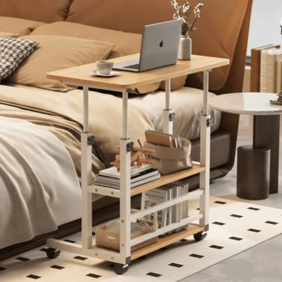 MXDESIKU Escritorio Portátil, 60 * 40cm,Mesa para Laptop, Mesa de Computadora Portátil Ajustable con Ruedas