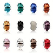 Set de 50/100 de mărgele de sticlă fațetate multicolore, mărgele în stil european cu gaură mare pentru brățări DIY, pandantive lucioase pentru confecționarea bijuteriilor, cadouri de sărbători - Multicolor - Vizualizare 1