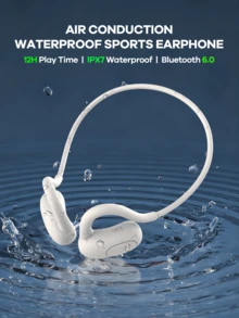 REMAX IPX7 Waterproof Bluetooth 6.0 Sports Earphones, 12Hrs Playtime, Soft Silicone Ear Hooks, Stereo With Mic, Black/White - Multicolor - View 12