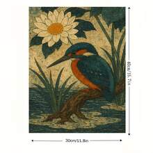 Framed 1pc Vibrant Kingfisher & Water Lily Canvas Wall Art - Retro Decorative Print, Elegant Home Decor, Ready-To-Hang For Living Room & Bedroom - Framed - 查看 7