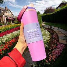 0WAL'A 30oz Insulated Stainless Steel Water Bottle With Straw. This Water Bottle Combines A Straw And Insulation, And Features Vibrant Colors. Enjoy Your Drinks Anytime, Anywhere. Perfect For Holding Water,  Tea Or Coffee, Iced Drinks, And Hot Beverages. - 紫色 - 查看 4