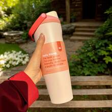 0WAL'A 30oz Insulated Stainless Steel Water Bottle With Straw. This Water Bottle Combines A Straw And Insulation, And Features Vibrant Colors. Enjoy Your Drinks Anytime, Anywhere. Perfect For Holding Water,  Tea Or Coffee, Iced Drinks, And Hot Beverages. - 米色 - 查看 1