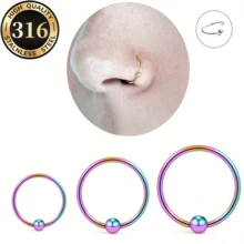 3 pièces (6/8/10 mm) Anneaux de nez en acier inoxydable minimalistes - Convient pour les piercings du cartilage, de l'hélix, du lobe, multiples et superposés. Idéal pour un port quotidien en toute saison - 3 pièces/ensemble - Voir 8