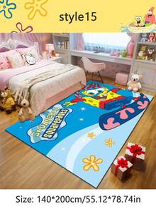 SPONGEBOB 1 pieza Alfombra de piso para sala de estar, dormitorio, mesita de café, sofá con diseño de Esponja Bob Esponja, lavable, la mejor decoración para fiestas y celebraciones con amigos, decoración perfecta para el hogar, regalo ideal para Año Nuevo - Multicolor - Ver 20
