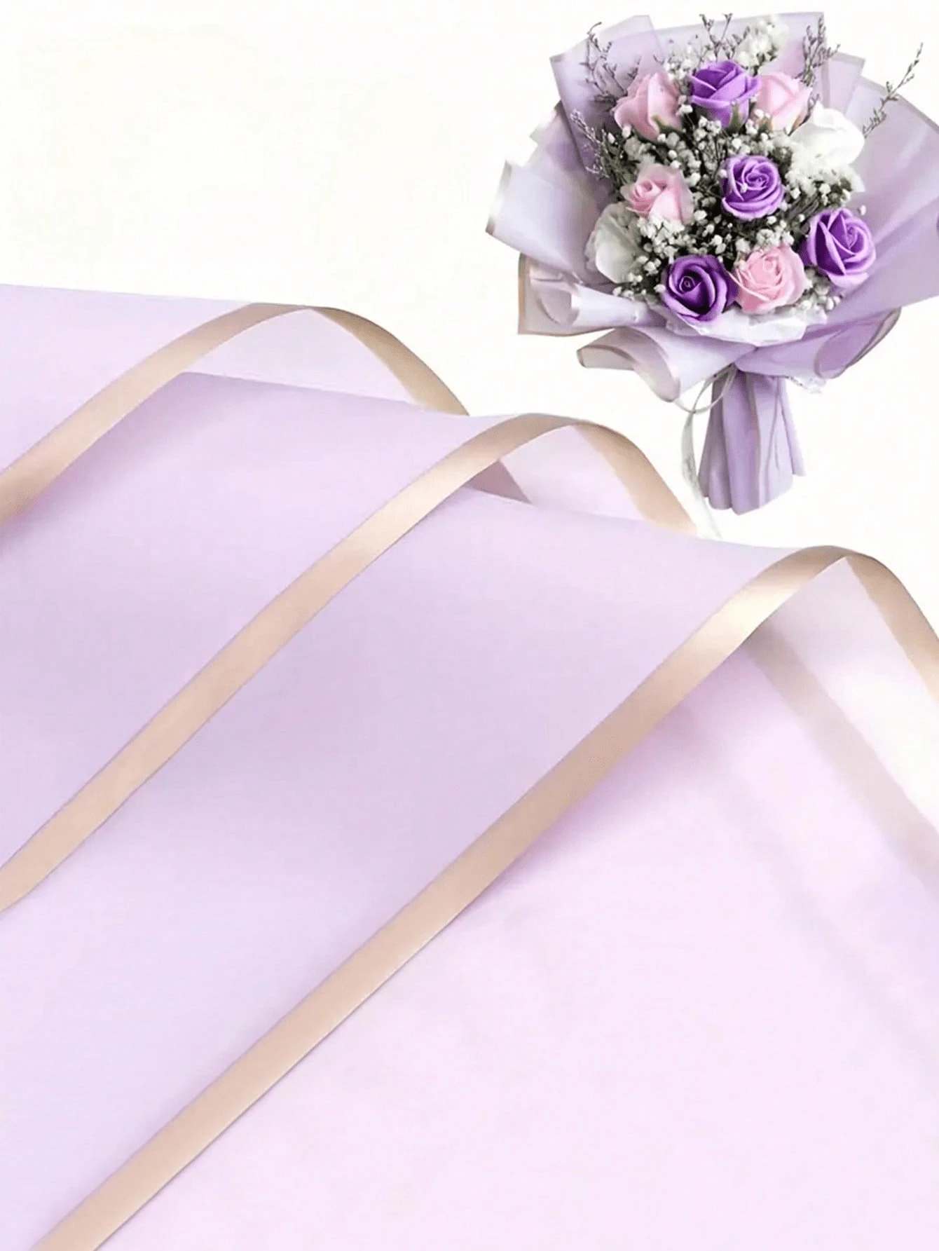 20/40/60张装花束包装纸，金边韩式包装纸，适合DIY手工礼品包装装饰，23 x 23英寸，包装纸，薄纸，花束包装用品（黑色），万圣节，圣诞节，情人节