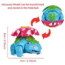 1pc Genuine Pokemon Toys Venusaur With Poké Ball Transformable Dolls Toys Pocket Monster Pet Elf Anime Figure Character Model Toy Collection Gifts Original Box