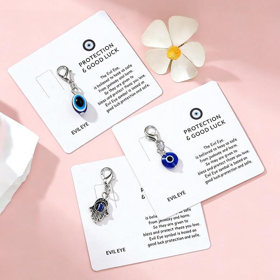 EBUDAE 1个合金邪眼吊坠，附带卡片，造型奇特，寓意吉祥，可作钥匙扣，适合挂在背包、手提包、钱袋或钥匙上。醒目的颜色和独特的设计增添了一丝神秘魅力，是送给朋友的理想礼物。 - 銀色 - 查看 1