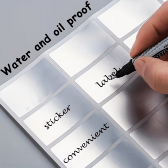 160张/60张防水防油PET标签，自粘设计，适用于物品标签、样品标签、存储整理贴纸、记号笔标签，可书写，适用于容器、玻璃器皿和盒子。
