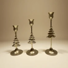 3pcs Gold Snowflake Christmas Tree Candle Holders, Elegant Metal Candle Stand For Christmas Home Decor, Party, Dining, Gift, Holiday Decoration - Multicolor - View 9