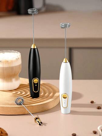 Elektrischer Milchaufschäumer, leistungsstarker Handmilchaufschäumer, Mini-Milchaufschäumer, Kaffeerührer, Edelstahl-Getränkemixer, geeignet für Kaffee, Latte, Cappuccino, Matcha, heiße Schokolade, tragbarer Milchaufschäumer, kabelloser elektrischer Mini-Milchaufschäumer