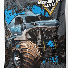 Pattern Features A Megalodon Monster Truck Crushing Through Rock With The Monster Jam Logo, Flannel Blanket Provides Warmth, Super Soft Touch, And Enduring Comfort Perfect For All Seasons, 280 GSM. - 白色 - 查看 1