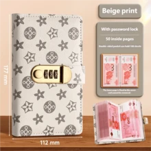 升级版情侣密码锁储蓄日记本 - 100天储蓄挑战，加厚PU皮革便携式账簿。防盗密码锁存钱罐，返校必备收纳袋，多功能大容量钞票收集器 - 助您系统储蓄，达成目标，理想的情侣周年纪念礼物！ - 彩色 - 查看 13