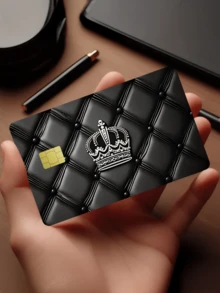 1张皇冠皮革信用卡装饰贴纸，创意个性化超薄PVC防指纹信用卡保护套，防刮花，男女通用，适用于小型芯片卡、银行卡、信用卡、交通卡、学生证及其他DIY装饰