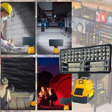 1pc Cordless LED Work Light(Battery Not Included), Yellow/Black Plastic/Metal, Dewalt Battery-Compatible, 2 Brightness Levels + Dual USB Ports, Portable Floodlight For US Camping, Auto Repair & Construction Sites, Emergency-Ready. - Vàng và đen - Xem 10