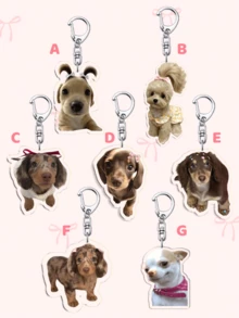 1pc Adorable Acrylic Chihuahua Face Keychain: Featuring Characters Bag Accessories, Funny Jewelry, And Fans Gifts. Ideal For Boyfriends, Girlfriends, Family Members, Teachers, Party Gifts, And Dog-Themed Cell Phone Decorations. - Multicolor - View 1