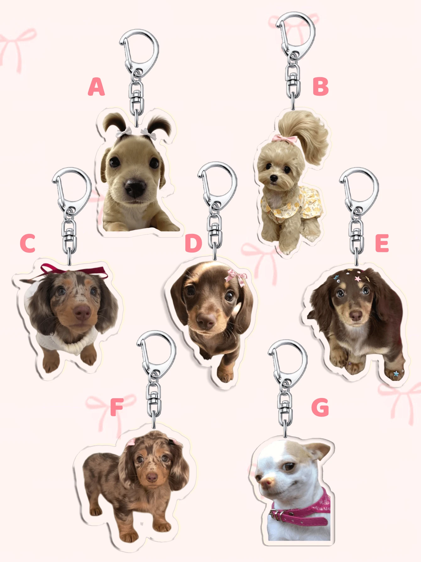 1pc Adorable Acrylic Chihuahua Face Keychain: Featuring Characters Bag Accessories, Funny Jewelry, And Fans Gifts. Ideal For Boyfriends, Girlfriends, Family Members, Teachers, Party Gifts, And Dog-Themed Cell Phone Decorations. - Multicolor - View 1