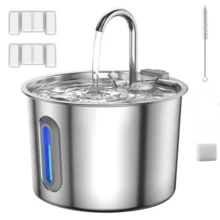 HSHa Bebedero For Mascotas 2.2 Liters, Ultra Silence (20~30 DB), Automático De Acero Inoxidable, With Ventana De Visualización Y LED, System De Filtrado Múltiple, Producto Para Catos - 2.2L/74.4oz - 查看 10