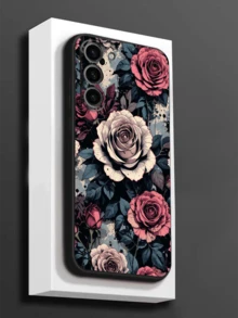 1 pieza Funda de teléfono con estampado elegante de rosa compatible con iPhone, Honor, Redmi, Galaxy A04e/A05s/A13/A14/A15/A34/A35/A50/A52/A53/A54/S21/S22/S23/S24/S25/S25Ultra, 6A/7A/8A, 12T/13T/14T