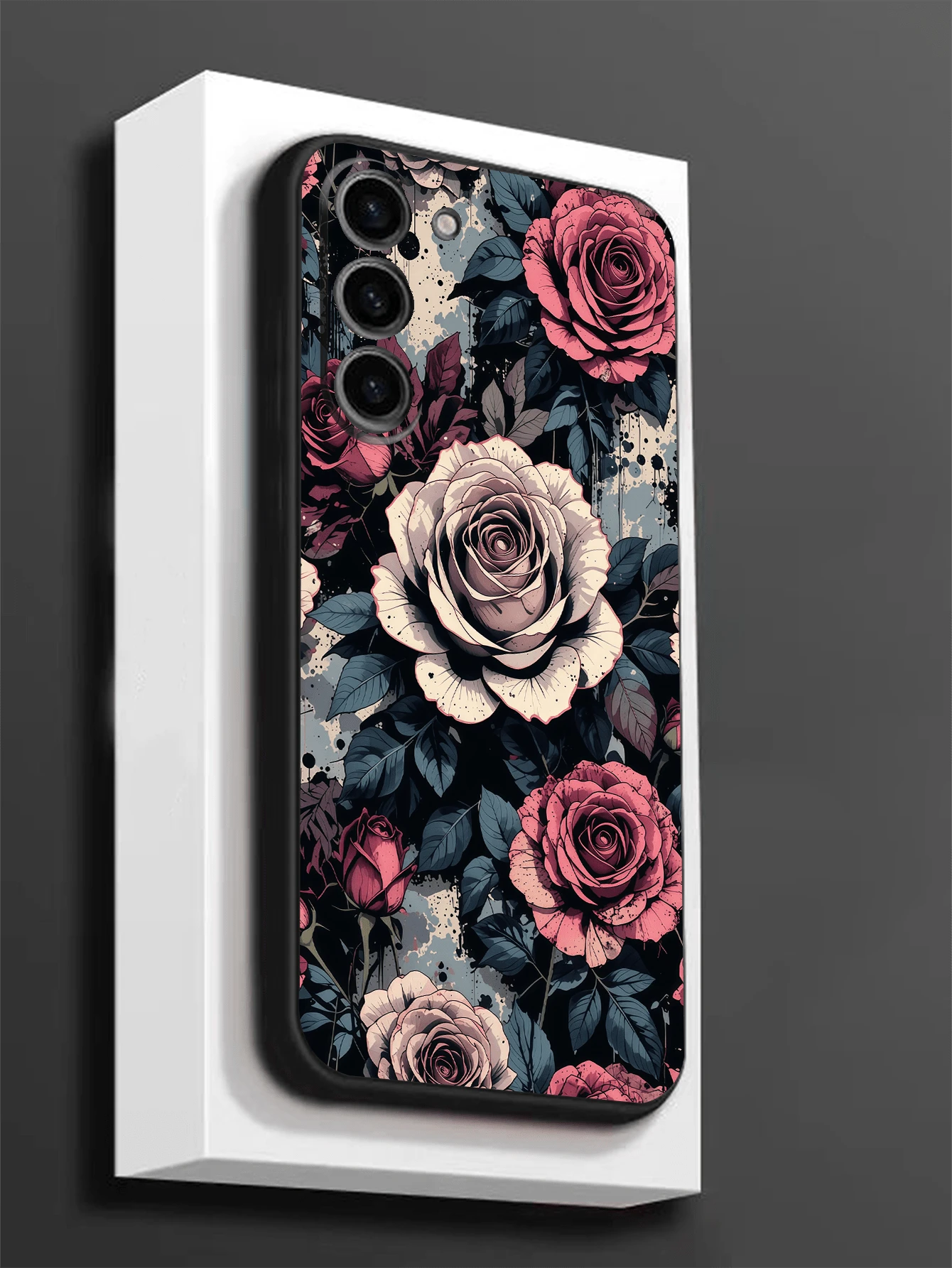 1 pieza Funda de teléfono con estampado elegante de rosa compatible con iPhone, Honor, Redmi, Galaxy A04e/A05s/A13/A14/A15/A34/A35/A50/A52/A53/A54/S21/S22/S23/S24/S25/S25Ultra, 6A/7A/8A, 12T/13T/14T