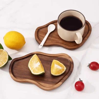 6-Slot Nordic Style Wooden Tray - Plate, Dish, With 6 Unique Coaster Designs | Wooden Coaster Set | Coffee Table Protective Mat | Suitable For Farmhouse Decor, Room, Ramadan, Office, Bar | Includes Coaster Holder | Bar Accessories | Natural Wooden Color | Handcrafted Quality | Durable Structure | Ideal For Coffee Lovers And Bar Owners, Kitchen, Picnic, Patio