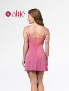 Sexy Lace Nightdress With Transparent Tulle And No Pads - Màu Hồng baby - Xem 3