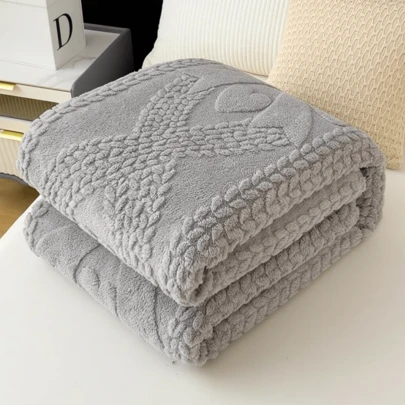 1 st hjärtformad rosettmönstrad ultramjuk taftfilt - lätt, fluffig och mysig för soffan eller sängen, vit, komfort året runt, perfekt för att mysa eller slappa med, filt för sängen