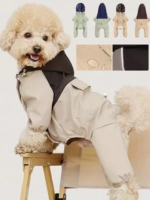 Áo mưa cho chó/mèo cỡ nhỏ và trung bình - Chống thấm nước, chống bụi, chống tia UV (nắng/mưa) | Áo khoác nhẹ phối màu tương phản cho thú cưng 4 chân | Vải TPU chống thấm nước, thoáng khí, có dải phản quang an toàn ban đêm, thiết kế nút tiện lợi, cổ tay và đáy quần co giãn, dây đeo cổ/lưng có thể điều chỉnh | Áo khoác gió cho thú cưng màu kaki/xanh nhạt/tím - Nhiều màu - Xem 2