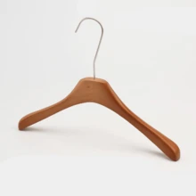 2pcs Wide Shoulder Wooden Hangers, Polished Surface, Extra Large 17.72 Inch Wooden Hangers Suitable For Jackets And Coats - Maple - View 2