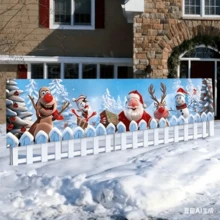 4-Loop Polyester Fiber Christmas Snowman Fence Banner, Outdoor Yard Decor, Suitable For Garden And Indoor Holiday Scenes, Battery-Free Operation - Multicolor-2 - View 4