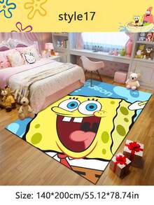 SPONGEBOB 1 pieza Alfombra de piso para sala de estar, dormitorio, mesita de café, sofá con diseño de Esponja Bob Esponja, lavable, la mejor decoración para fiestas y celebraciones con amigos, decoración perfecta para el hogar, regalo ideal para Año Nuevo - Multicolor - Ver 21