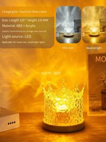 1pc USB Rotating Night Light, Ripple Wave Bedroom Bedside Lamp, Flame Atmosphere Light - Multicolor - View 3