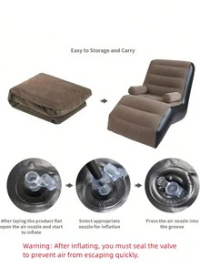 Ghế sofa bơm hơi dáng lười, ghế lười bơm hơi, lưng tựa bọc nhung, sofa giường bơm hơi, phù hợp dùng trong nhà và ngoài trời, nhà ở, sân hiên, vườn, hồ bơi, cắm trại (bao gồm bơm hơi) - cà phê - Xem 7