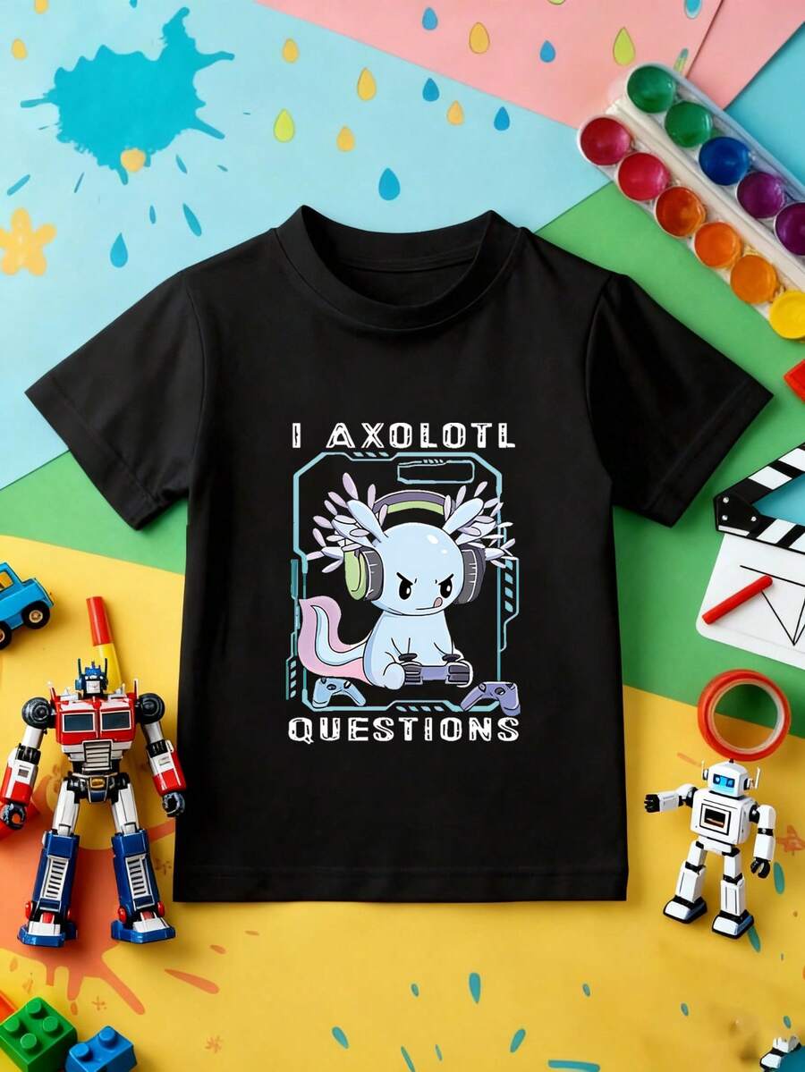 少年男子街頭風格時尚印花圓領t卹夏季上衣