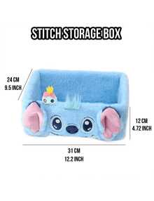 Stitch Plush Desktop Storage Box Cosmetics Jewelry Blue Organizer, Adorable Stitch Cartoon Print, Plush Material Smooth Interior, Portable Design Large-Capacity Versatile Use (Cosmetics/Jewelry/Small Items), Perfect for Daily Use, Office,, as, for, 商店, for Leresser, for Leress, Caram, Office,, 樓, for Set, 紅商店Students, Office Workers, Lovely Gift For Friend/Lover - 淺藍色 - 查看 10