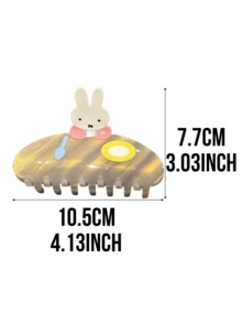 餐盘式鲨鱼爪发夹 - 透明棕色，可爱兔子造型，小巧便携，细齿夹扣牢固抓握，非常适合青少年日常发型设计及居家/办公使用，是送给爱人/朋友的贴心礼物，也是独特的节日礼物。 - 餐盤兔兔 - 查看 10