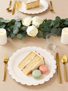 50 chiếc đĩa giấy màu ngà, có khía, đường kính 9 inch, đĩa giấy ăn dùng một lần cho các bữa tiệc, đĩa bánh và tráng miệng đường kính 7 inch cho tiệc cưới, sinh nhật, dã ngoại gia đình. - Nhiều màu - Xem 1