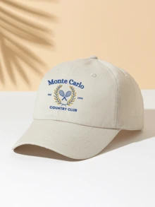 Unisex Tennis Letter Monte Carlo Print Sun Visor Cap, Adjustable Casual Baseball Cap, UV Protection Breathable Fashion Versatile For Daily Outdoor Wear, Summer