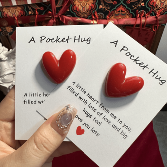 1pc, A Tiny Little Pocket Hug Poem Card, Isolation Gift, Hug Token, Thinking Of You Gift Cute Resin Decoration With Encouraging Greeting Card, Special Birthday Wedding Party Valentines Gift, Home Decor, Room Decor, Cheap Stuff