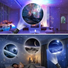 Luz de proyección de galaxia alimentada por USB, 3/6/10 proyectores de galaxia reemplazables, rotación de 360°, portátil, con decoración de fondo de foto de techo, adecuado para dormitorios, salas de estar y pequeñas luces nocturnas