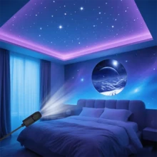 Luz de proyección de galaxia alimentada por USB, 3/6/10 proyectores de galaxia reemplazables, rotación de 360°, portátil, con decoración de fondo de foto de techo, adecuado para dormitorios, salas de estar y pequeñas luces nocturnas