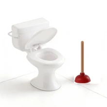 1/6 And 1/12 Scale Creative Toilet Plunger Toilet Desktop Decor, Dollhouse Bathroom Scene Accessories, Mini Home Decor, DIY Landscape Decoration Props, Cake Decorations - Multicolor - View 11