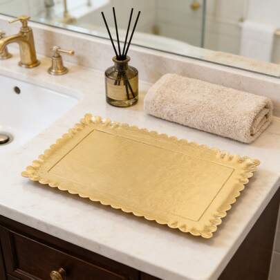 10 szt. - 20*29 cm złote prostokątne tace, małe tace na biżuterię, grube tekturowe tace, ozdobne talerze z falowanymi brzegami, przykładowe stojaki ekspozycyjne, odpowiednie na urodziny, wesele, catering, prezenty z okazji ukończenia szkoły, upominki na wieczór panieński