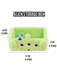 Alien Plush Desktop Storage Box Cosmetics Jewelry Organizer, Adorable Alien Cartoon Print, Plush Material Smooth Interior, Portable Design Large-Capacity Versatile Use (Cosmetics/Jewelry/Small Items), Perfect for Daily Use, Office, for, Alii, for, Leresser, Lresser, 組合, 組合, 電唱Students, Office Workers, Lovely Gift For Friend/Lover - 綠色 - 查看 10