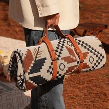 1pc Picnic Mat With PU Strap, Moisture-Proof Pad, Thickened Bohemian Style Ground Mat, Outdoor Tent Camping Blanket Picnic Mat With Strap - Multicolor - View 1