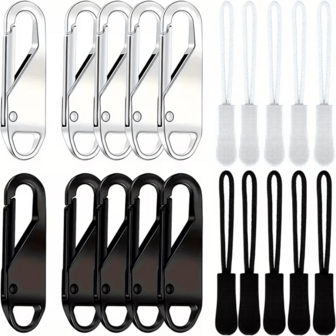 20pcs Detachable Zipper Pulls & Zipper Extension Cords, Premium Zipper Repair & Replacement Accessories Suitable For Luggage, Clothes, Jackets, Backpacks, Boots, Wallets And Coats