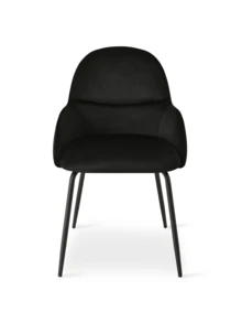 Goeurvant Elegant Curved-Back Upholstered Dining Chairs With Armrests And Metal Legs For Dining Room, Living Room, Office - Set Of 2 / Set Of 4 / Set Of 6 - Black - Black - View 7