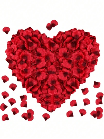 2000pcs Artificial Silk Rose Petals Decor, Red Rose Petals, Suitable For Wedding Decoration, Valentine's Day Decor, Gift Box Filler, Proposal, Room Aisle Decor, Holiday Decoration